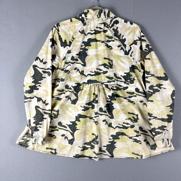 Free People x Artisan De Luxe Camo Print Top Womens Small Grunge Boho Army - Picture 8 of 15